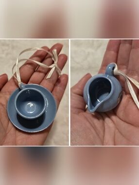 Pristine Wedgwood Porcelain Miniature Tea Set Ornaments - Blue & Gold Cameo Lot
